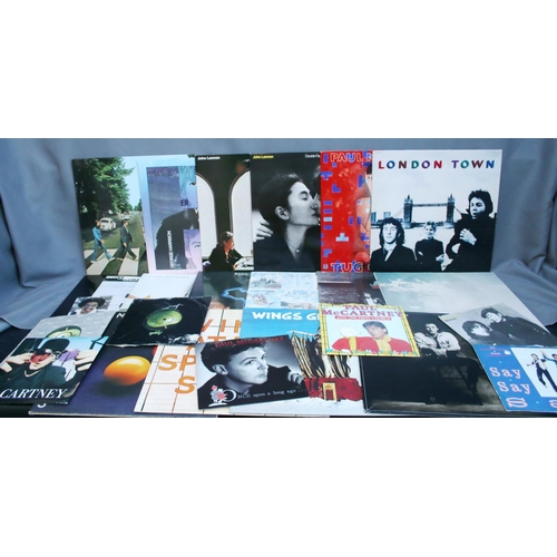 1638 - Collection of Beatles and Beatles related records to include Abbey Road, Double Fantasy, Wings at th... 