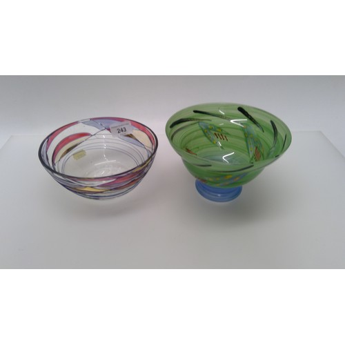 243 - Two Studio Art Glass bowls.