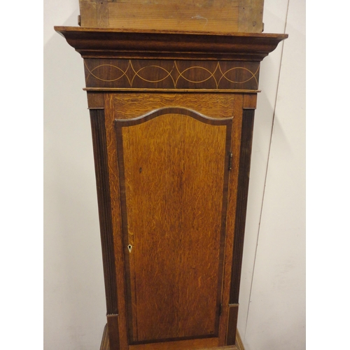 193 - Georgian oak and mahogany-cased longcase clock, the 14in painted dial inscribed Wigton, with Arabic ... 