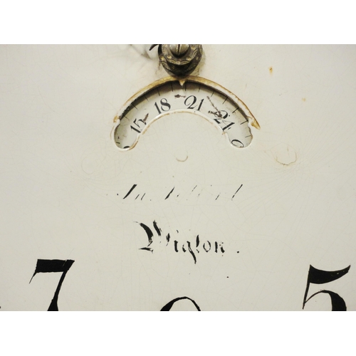 193 - Georgian oak and mahogany-cased longcase clock, the 14in painted dial inscribed Wigton, with Arabic ... 