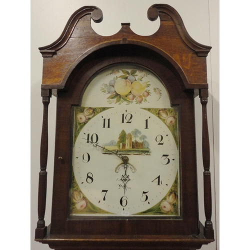 193 - Georgian oak and mahogany-cased longcase clock, the 14in painted dial inscribed Wigton, with Arabic ... 