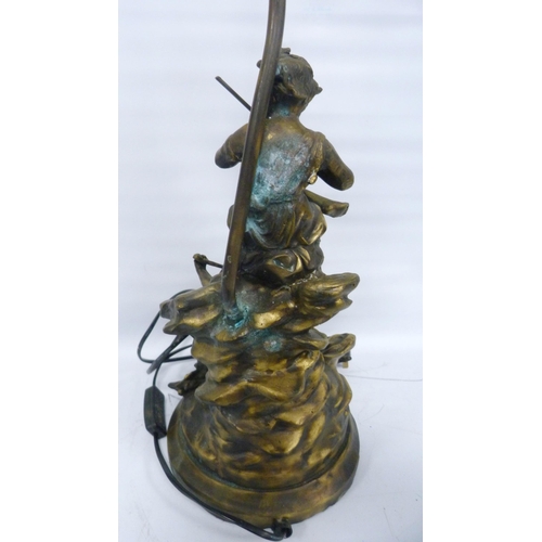 304 - After the OriginalBronzed metal figural table lamp in the form of classical musical figures playing ... 