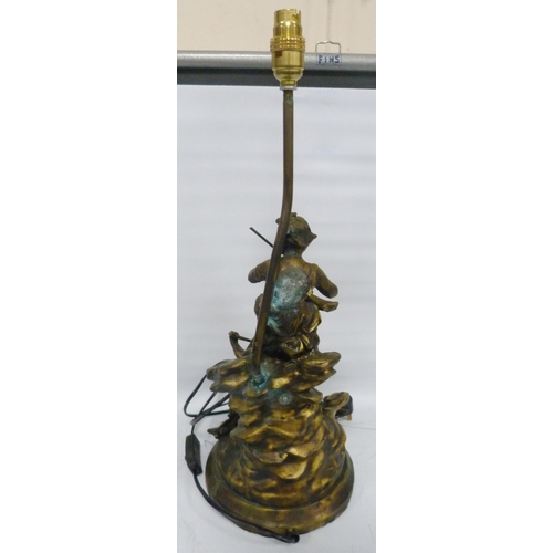 304 - After the OriginalBronzed metal figural table lamp in the form of classical musical figures playing ... 