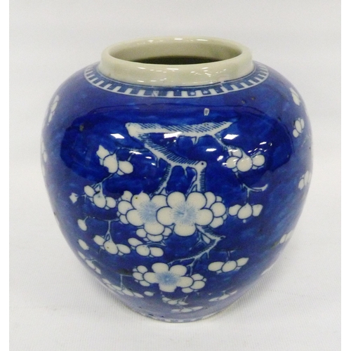 203 - Chinese blue and white prunus ginger jar (Qing Dynasty, late 19th century) four character marks for ... 