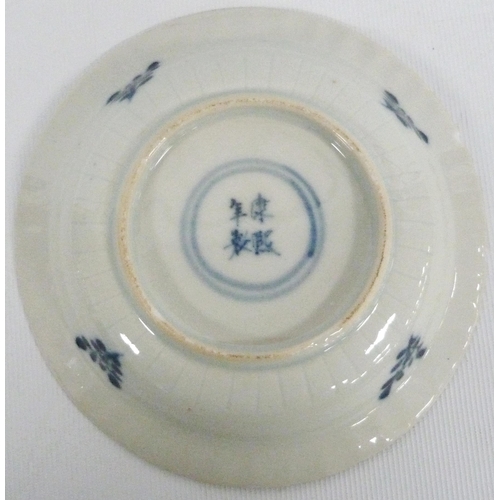 204 - Three Chinese Kraak porcelain shallow blue and white dishes (Kangxi), c. early 18th century, undergl... 