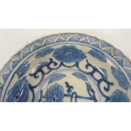 204 - Three Chinese Kraak porcelain shallow blue and white dishes (Kangxi), c. early 18th century, undergl... 