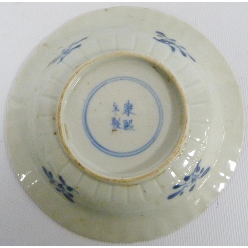 204 - Three Chinese Kraak porcelain shallow blue and white dishes (Kangxi), c. early 18th century, undergl... 