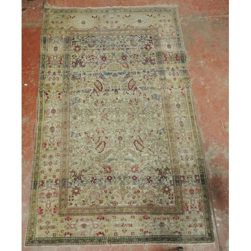 413 - Persian hand-knotted rug with multiple trailing foliate patterns and guard stripes, on cream ground ... 