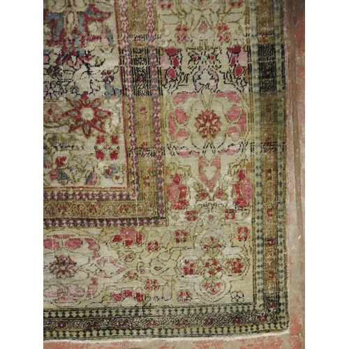 413 - Persian hand-knotted rug with multiple trailing foliate patterns and guard stripes, on cream ground ... 