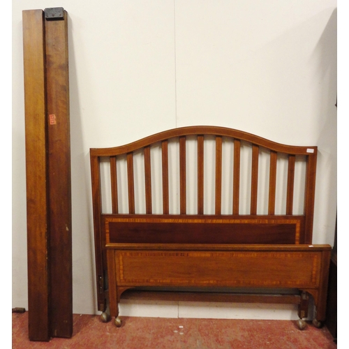 452 - Edwardian inlaid mahogany double bed, inlaid with stringing and crossbanding, with side rails, large... 