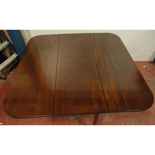 456 - 19th century mahogany dining table with chamfered drop flaps, on tapered legs and pad feet, 71cm hig... 