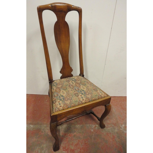 457 - 18th century and later mahogany dining chair, with solid vase-shaped back splat, slip-in seat, shape... 