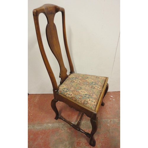 457 - 18th century and later mahogany dining chair, with solid vase-shaped back splat, slip-in seat, shape... 