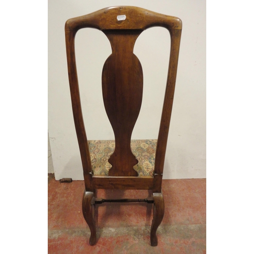 457 - 18th century and later mahogany dining chair, with solid vase-shaped back splat, slip-in seat, shape... 