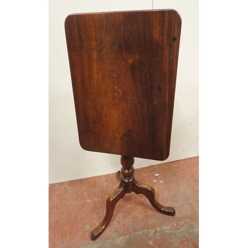 458 - George III mahogany occasional table, the rectangular tilt top on baluster turned column and tripod ... 