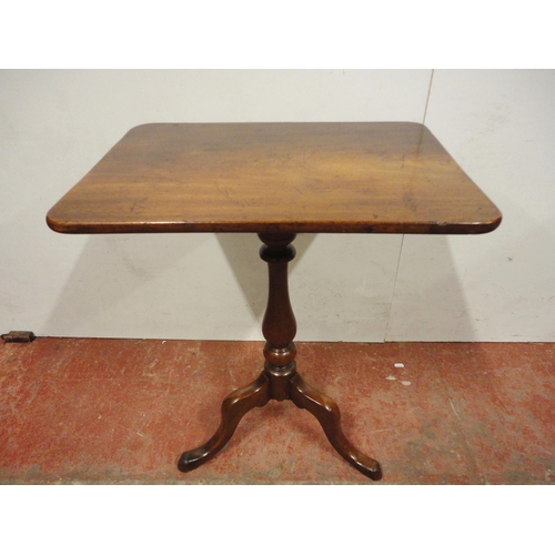 458 - George III mahogany occasional table, the rectangular tilt top on baluster turned column and tripod ... 