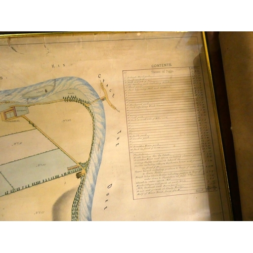 550 - Plan of the Estate of Ormiston. Pen, ink & watercolour with details of fields. Damp damage &... 