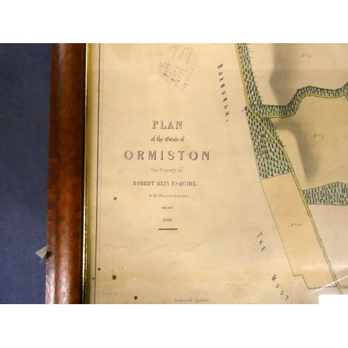 550 - Plan of the Estate of Ormiston. Pen, ink & watercolour with details of fields. Damp damage &... 