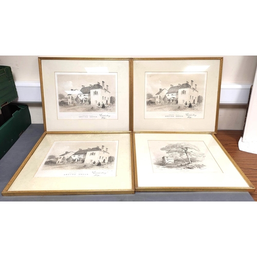 264 - Three monochrome lithographs of Gretna Hall, Gretna Green, after originals by William James Blackloc... 