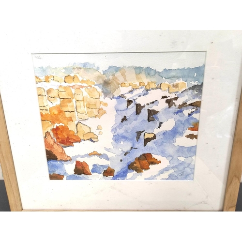 271 - Ian Brook.The Vallum under snow.Watercolour.Inscribed to reverse, 2004.22cm x 26cm.Also two other wa... 