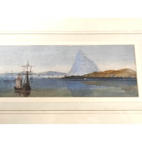 274 - 19th Century School.Shipping in an East Asian bay.Watercolour.10cm x 37cm.... 