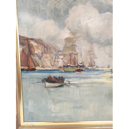 278 - James Kay R.S.A.  R.S.W. (1858-1942).Shipping on the Clyde.Oil on board. Signed.53cm x 72cm.Prov: An... 