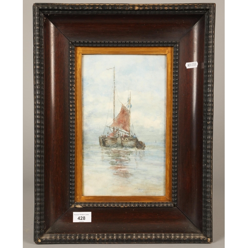 436 - A. Raeburn RSW ( Agnes Raeburn, 1872 - 1955), ship scene, watercolour on paper, 30cm x 18cm (48cm x ... 