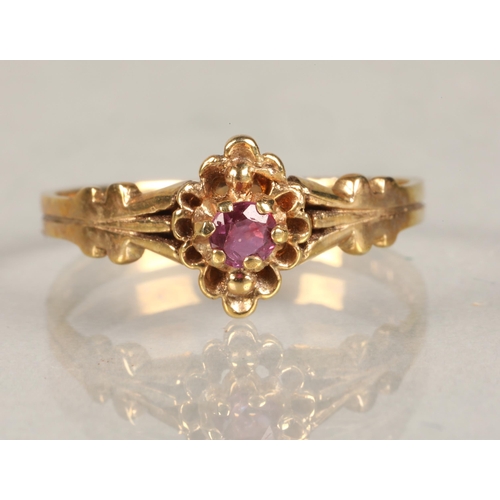 92 - 9 carat gold pink gem set ring, size Q