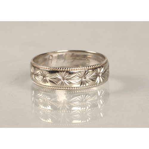 96 - 9 carat white gold band, size I, 1.8 grams