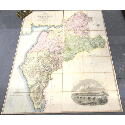 116 - GREENWOOD C. & I.  Map of the County of Cumberland. Fine large hand coloured linen bac... 