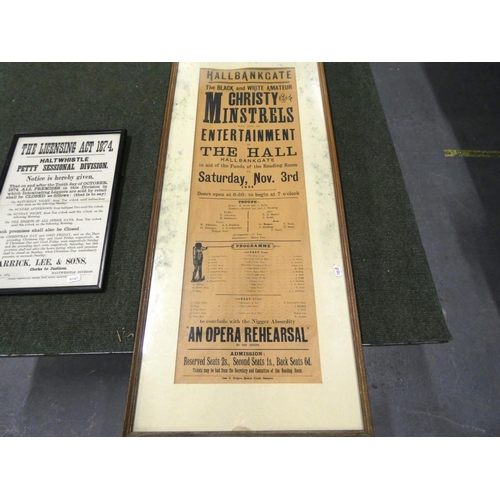 117 - Posters - Hallbankgate & Gretna.  Large framed poster for the Black & White Amateur Christy ... 