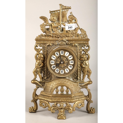 245 - Vintage brass mantel clock