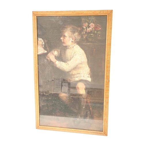 288 - Artist Unknown, C.1920's.Full length portrait of a young boy.Oil on canvas board.45cm x 27cm.... 