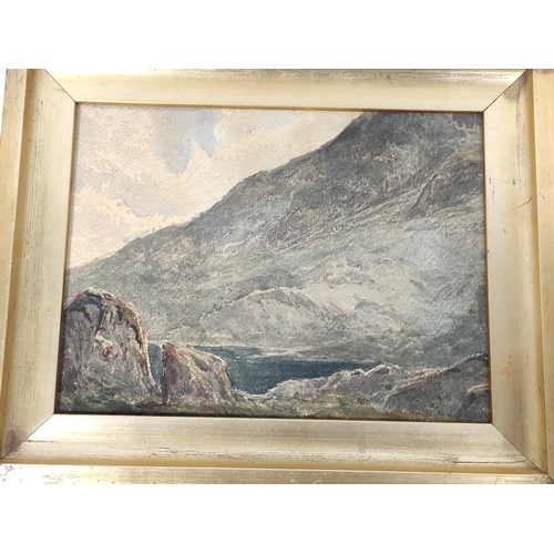 290 - W. Hill.On a mountain track.Gouache.Signed and dated 1865.8cm x 15cm.Also three other small oils and... 