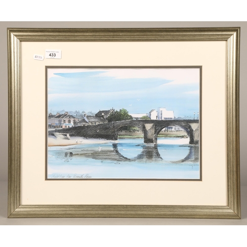 433 - Four framed pictures to include The Auld Brig Ayr, etc