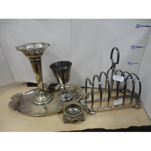 44 - Collection of EP souvenir spoons in glazed wall display case, miscellaneous EP and plate to include ... 