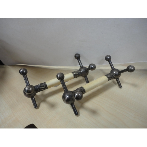 44 - Collection of EP souvenir spoons in glazed wall display case, miscellaneous EP and plate to include ... 