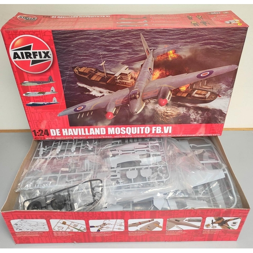 96 - Airfix. Boxed 1:24 scale De Havilland Mosquito FB.VI model. Kit no. A25001A. Complete and components... 