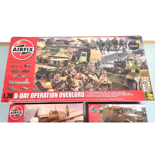 97 - Airfix. Model construction kits relating to WW2 vehicles to include D-Day Operation Overlord kit A50... 