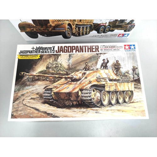 111 - Tamiya. Two boxed models to include a 1:25 scale Jagdpanther SDKFZ.173 and a 1:35 scale Famo Sd.Ah.1... 