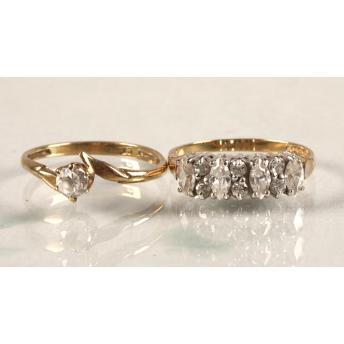 109 - Two 9 carat gold gem set rings, size K/L and M