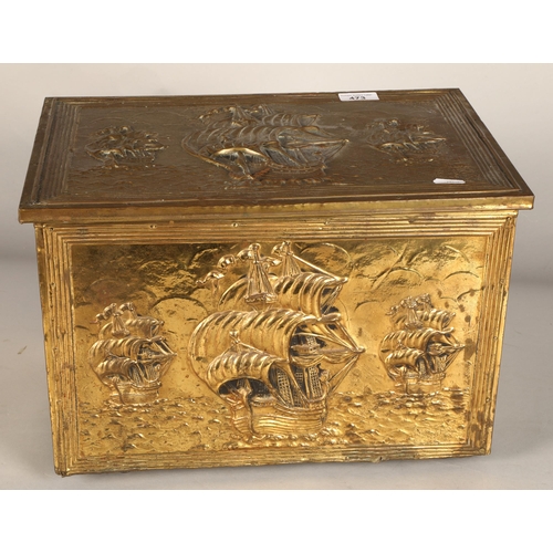 473 - Brass coal box