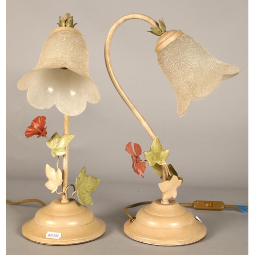 510 - Pair of metal floral reading table lamps (2)