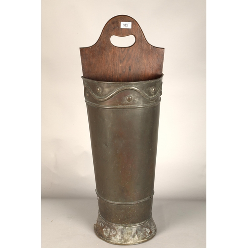 522 - Copper arts and crafts umbrella stand, 81 cm high