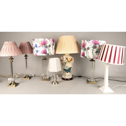 528 - Seven various table lamps and shades 