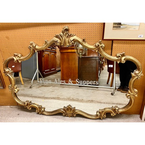 441 - Ornate giltwood framed mirror inscribed 'Fine Ales & Suppers', approx. 105cm x 150cm (incl. fram... 