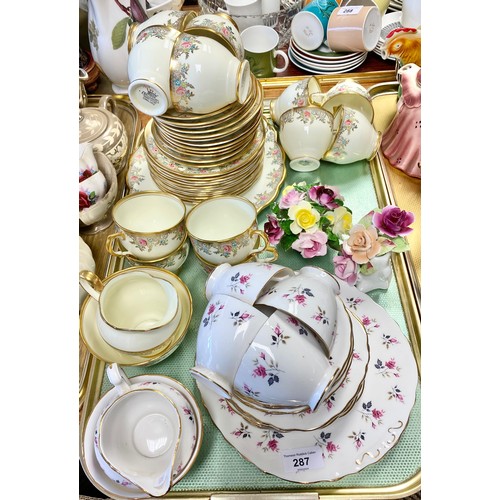 287 - Salisbury and Royal Osborne part tea services with posy flower ceramics