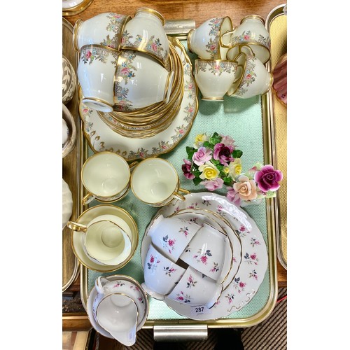 287 - Salisbury and Royal Osborne part tea services with posy flower ceramics