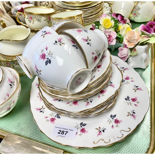 287 - Salisbury and Royal Osborne part tea services with posy flower ceramics