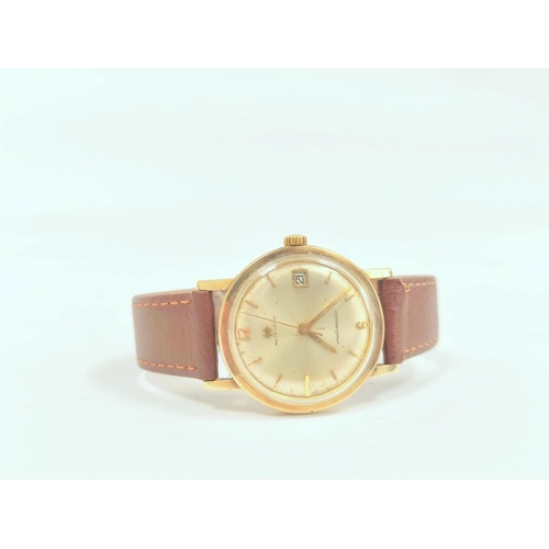 165 - Gents Hamilton automatic watch with silvered dial and calendar, 9ct. gold, monogrammed and dated 196... 